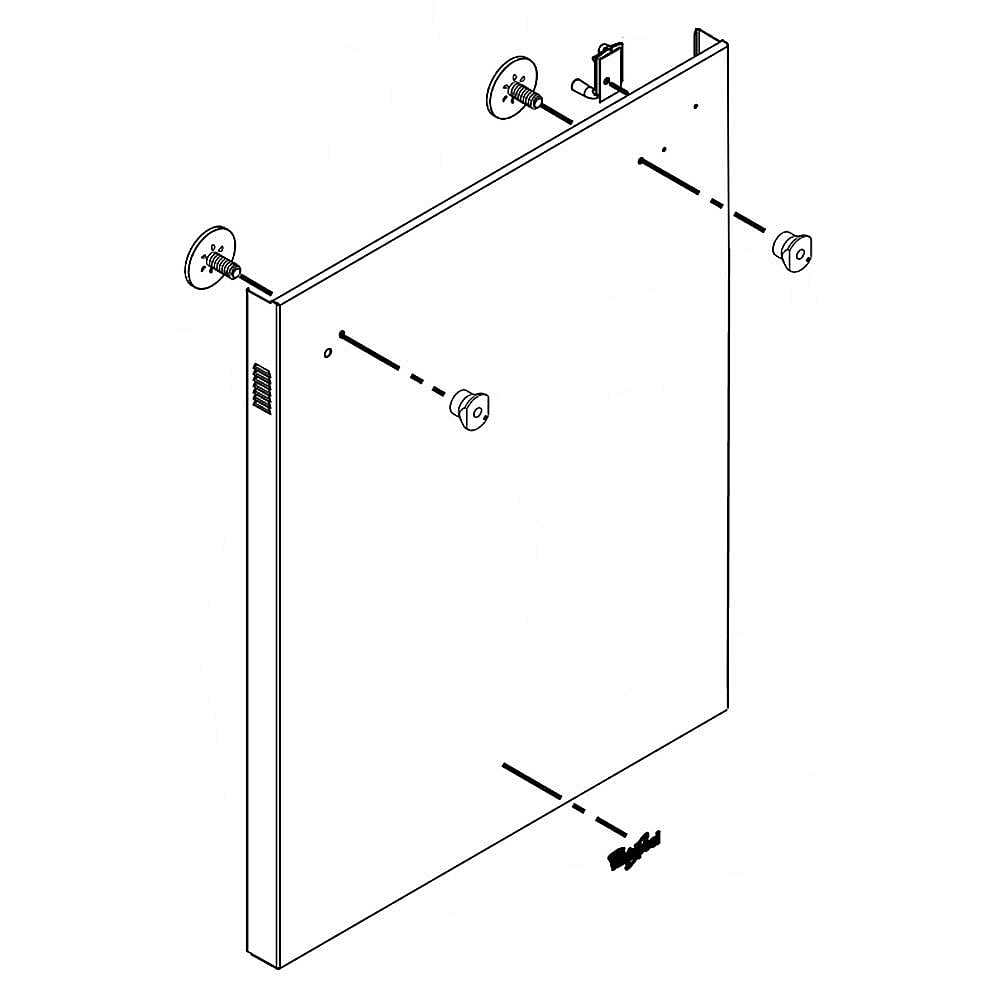 Part #w11087375, Dishwasher Door Outer Panel Assembly / 35.69 x 3.44 x 30.38