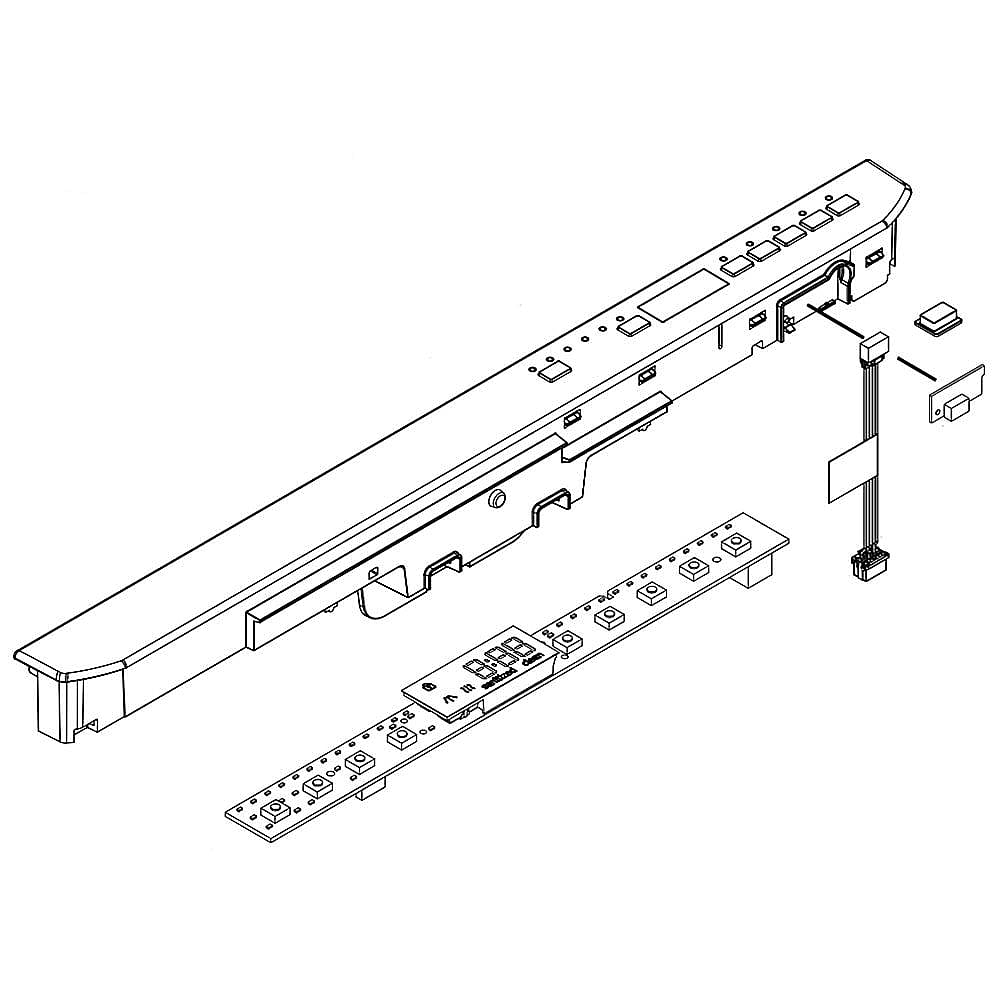 Part #w11230938, Dishwasher Control Panel Assembly (Black) (Replaces W10620450) / 27.00 x 5.00 x 3.25