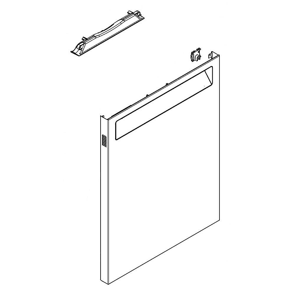 Part #w11231154, Dishwasher Door Outer Panel Assembly (Black) / 33.87 x 25.37 x 3.37