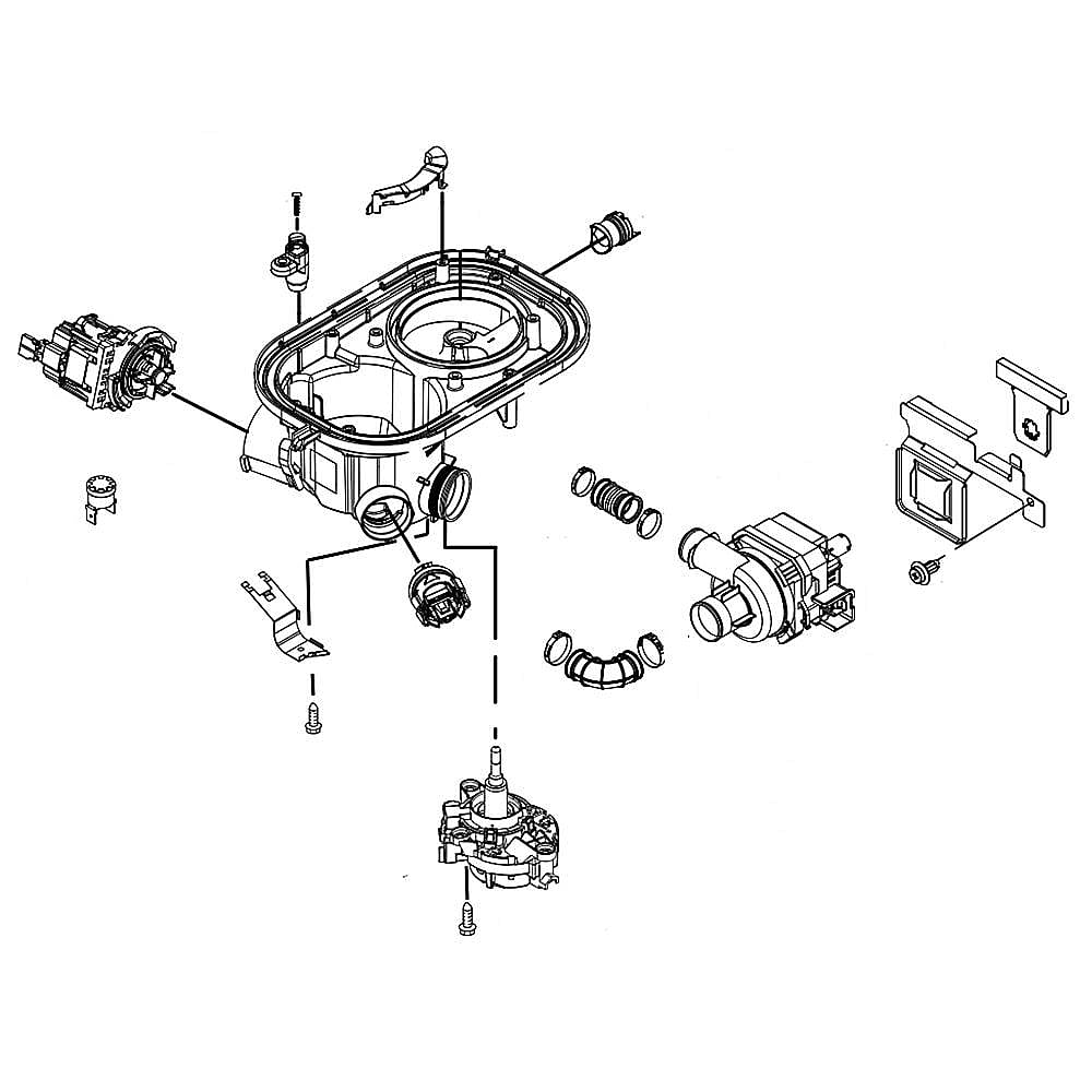 Part #w11460945, Dishwasher Sump And Motor Assembly (Replaces W11299377) / 16.00 x 14.00 x 9.00