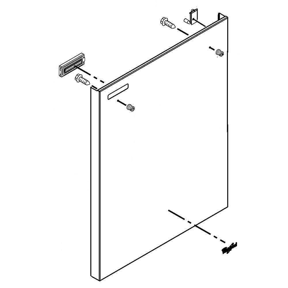 Part #wpw10644292, Dishwasher Door Outer Panel (Stainless) | 34.07 x 3.32 x 25.94