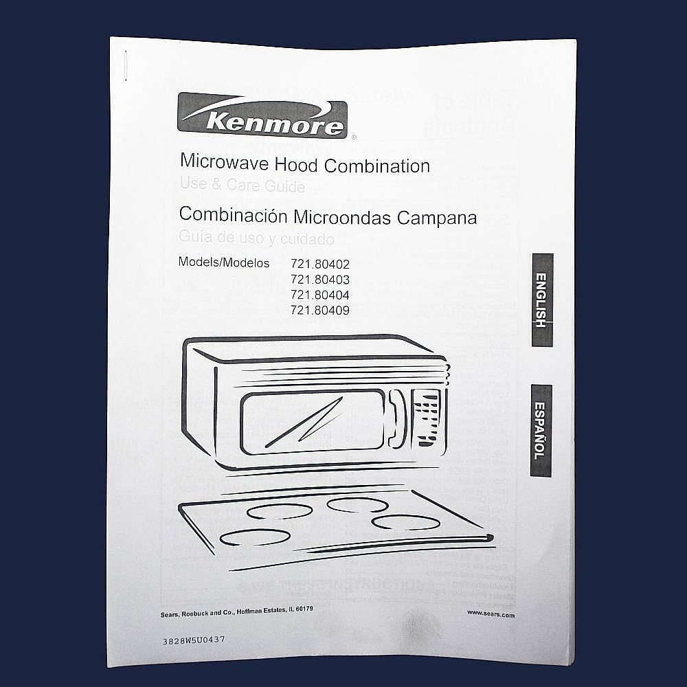 Kenmore Part #3828W5U0437, Microwave/hood Owners Manual | 11.00 x 8.50 x 0.13