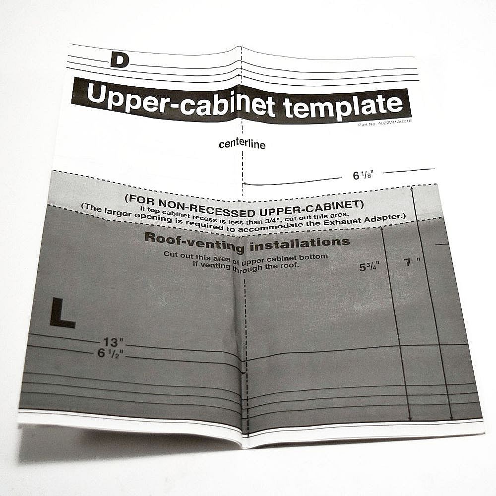 Kenmore Part #4922W1A021E, Microwave Installation Template | 13.00 x 6.00 x 0.50