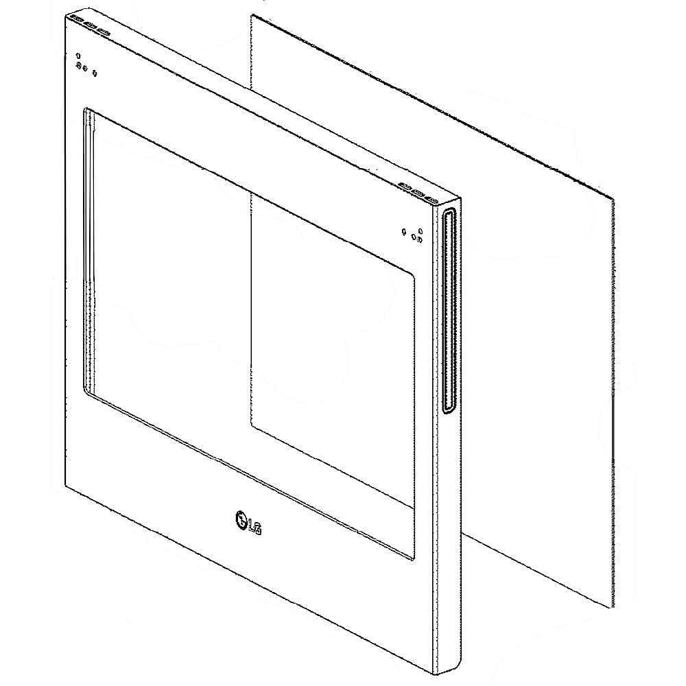 LG Part #agm75509802, Range Oven Door Outer Panel Assembly