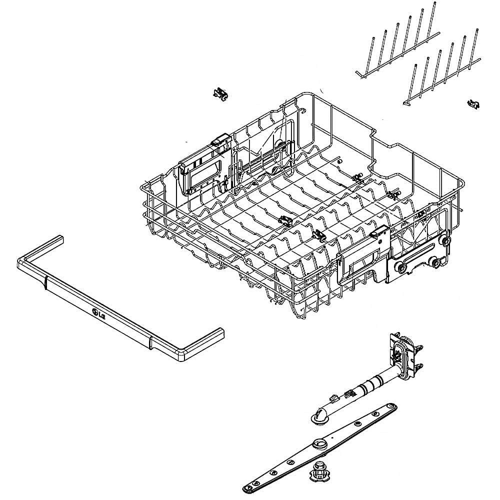 Part #ahb73249228, Dishwasher Spray Arm And Upper Dishrack Assembly