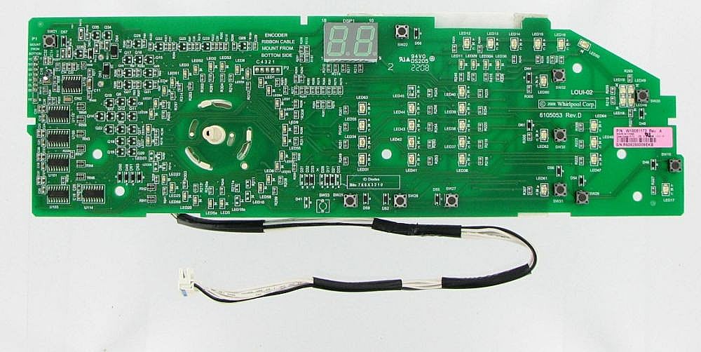 Part #wpw10051173R, Refurbished Washer User Interface / 18.60 x 4.30 x 4.30