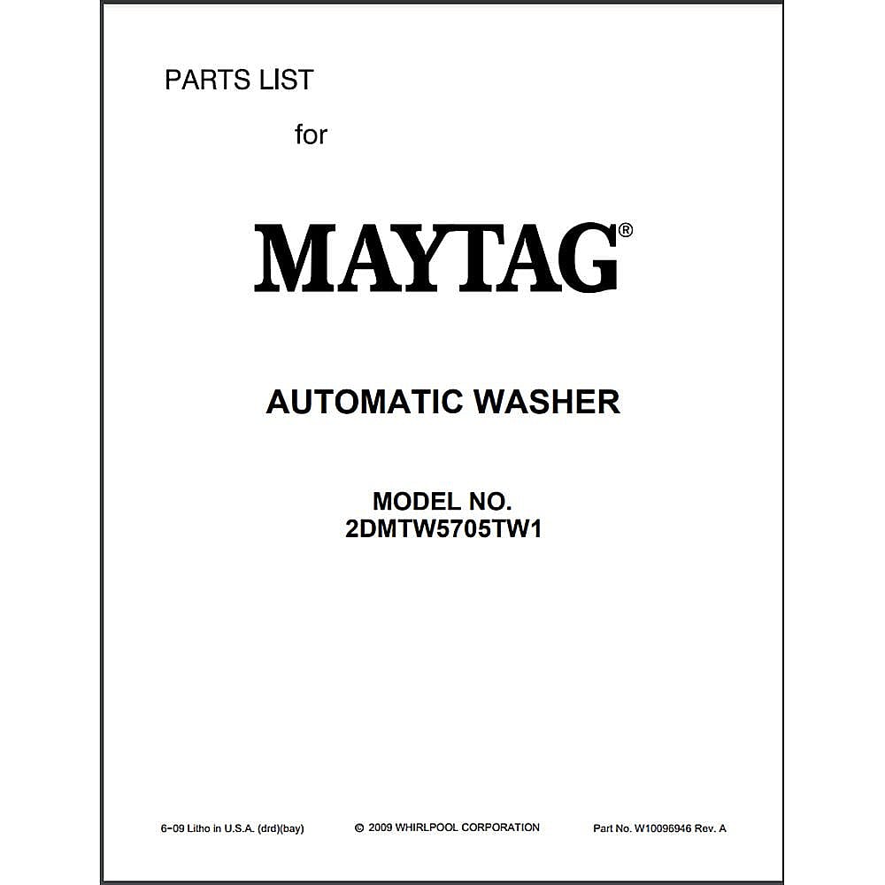 Part #w10096946, Maytag Parts List