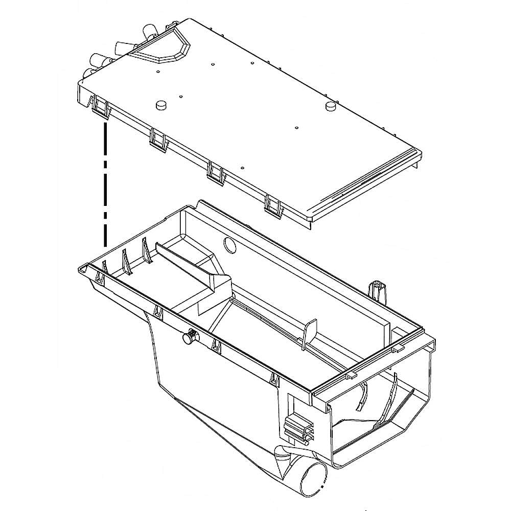 Part #w10364594, Washer Dispenser Drawer Housing / 8.82 x 8.82 x 17.13