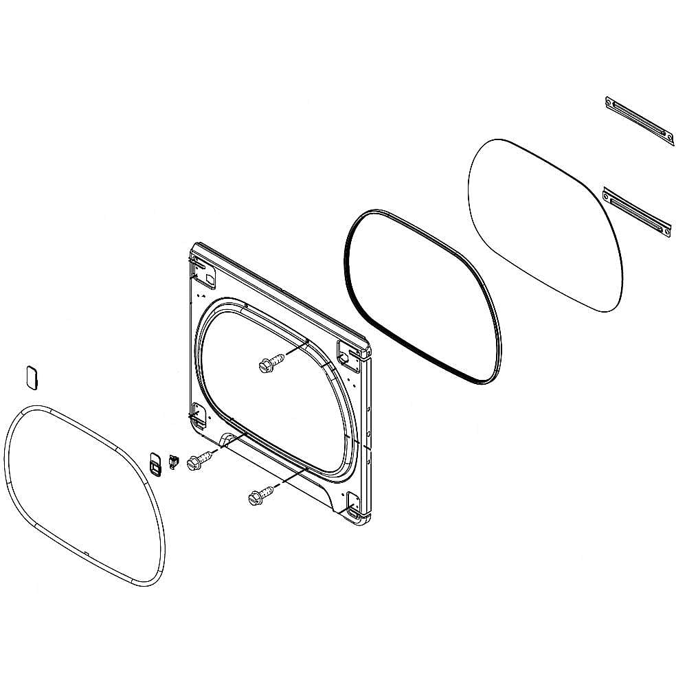 Part #w10615000, Dryer Door Inner Panel Assembly (Chrome Shadow) / 26.00 x 4.00 x 28.00