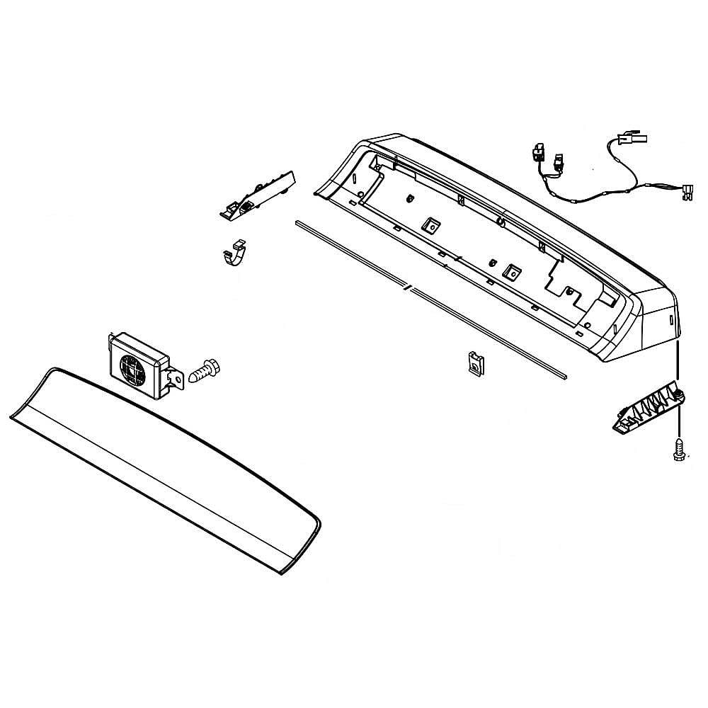 Part #w10642098, Dryer Control Panel Assembly (White) / 29.00 x 8.00 x 4.25