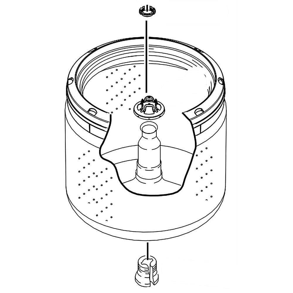 Part #w10738339, Washer Spin Basket | 24.38 x 24.38 x 26.75