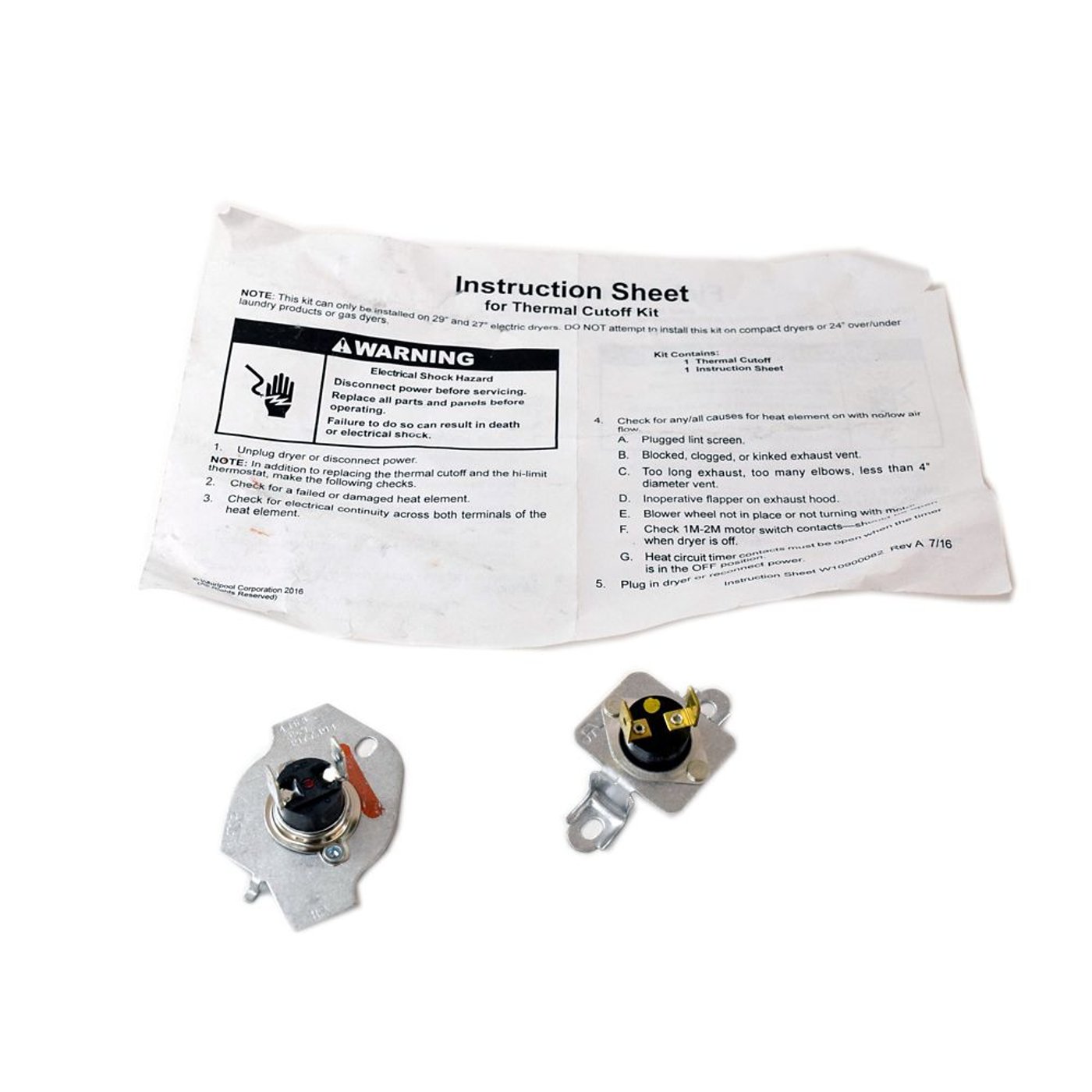 Thermal Cut-Off Fuse Kit Compatible With Whirlpool Dryers - Replaces W11050897, 3403140, PS12070444