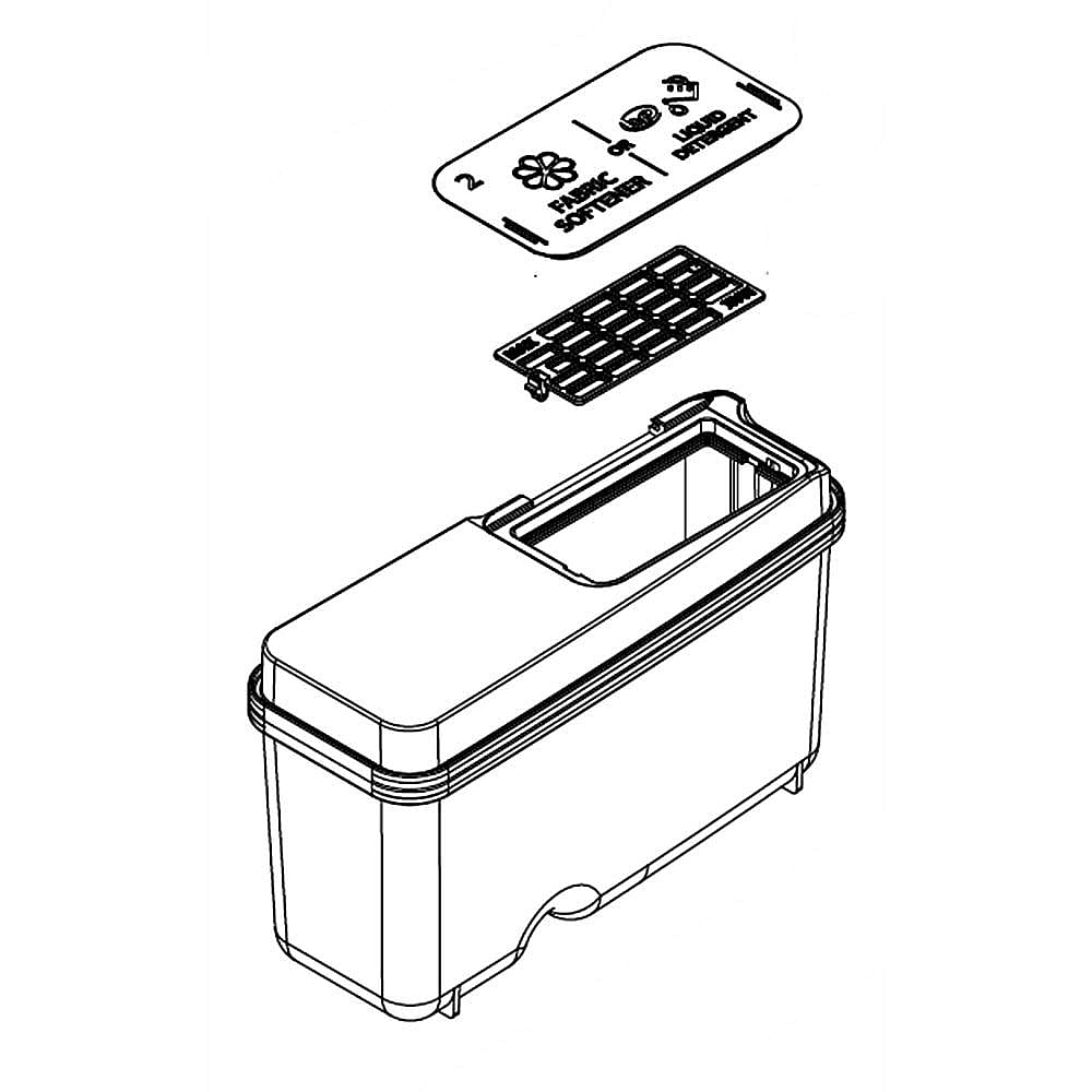 Part #w11678968, Washer Detergent Dispenser Tank, Small (Replaces W11087953)
