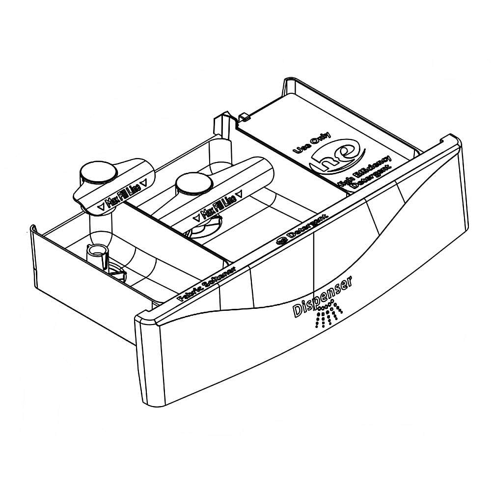 Part #w11210991, Washer Dispenser Drawer Assembly | 10.50 x 7.50 x 3.25