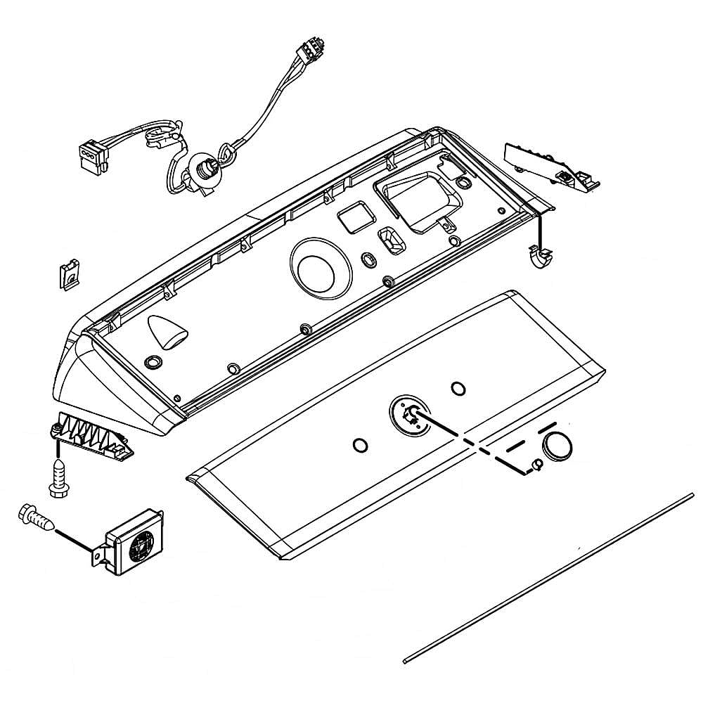 Part #w11248046, Washer Control Panel Assembly (Chrome Shadow) (Replaces W11114777, W11192411, W11222928) / 32.00 x 7.25 x 8.50
