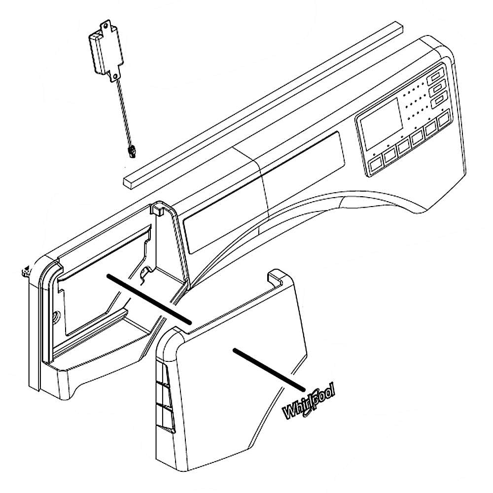 Part #w11324037, Dishwasher Control Panel Assembly (Chrome Shadow) (Replaces W11294801) / 32.00 x 8.50 x 7.00