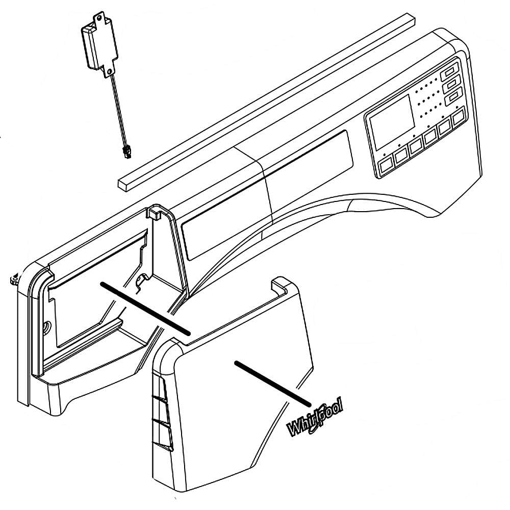 Part #w11325580, Whirlpool Washer Control Panel Assembly (White) (Replaces W11294805) / 7.50 x 12.00 x 37.50