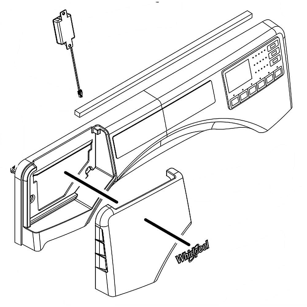 Part #w11327395, Whirlpool Washer Control Panel Assembly (Chrome Shadow) / 32.00 x 7.25 x 8.75