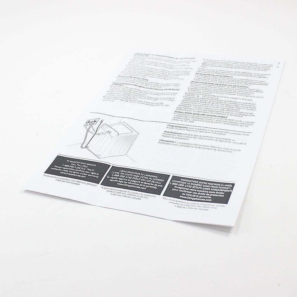 Part #31-15441, Washer Installation Manual