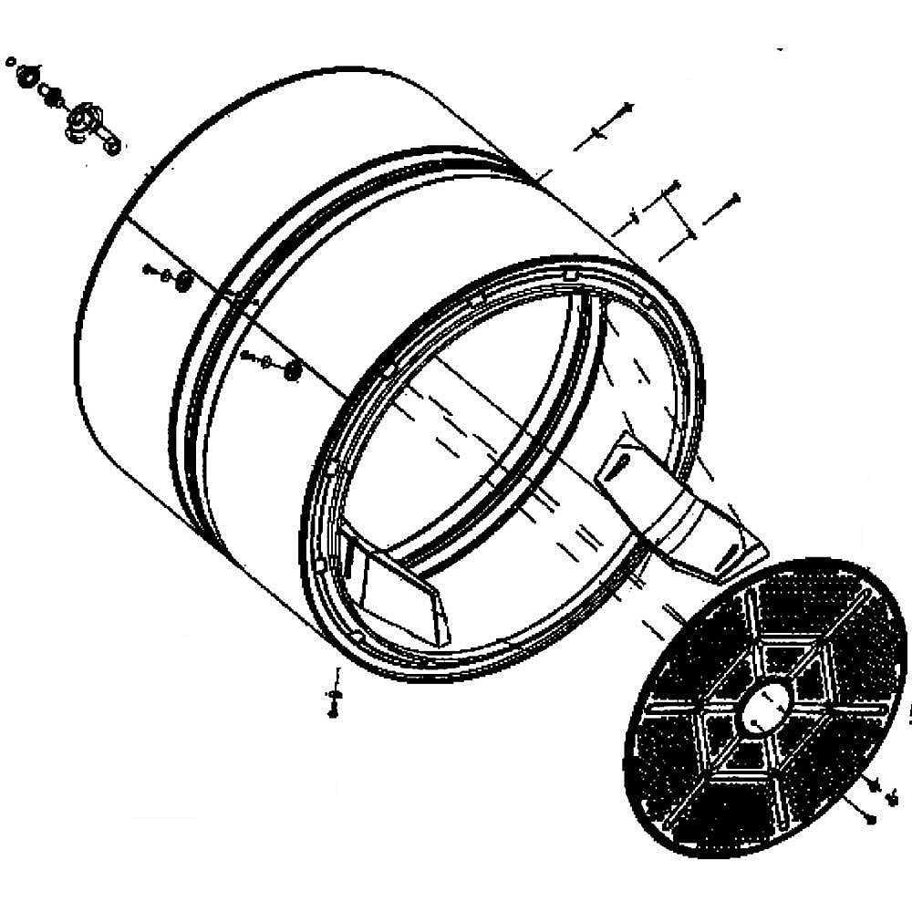 Part #we01X10361, Dryer Drum Assembly / 29.00 x 28.90 x 31.00