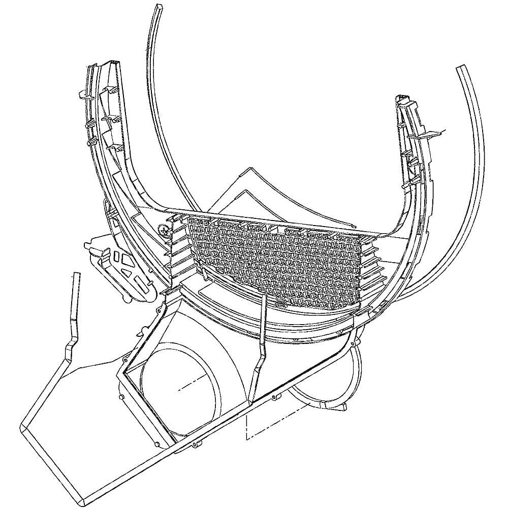 Part #we03X25275, Dryer Lint Screen Housing And Drum Bearing Assembly / 27.40 x 25.60 x 7.30