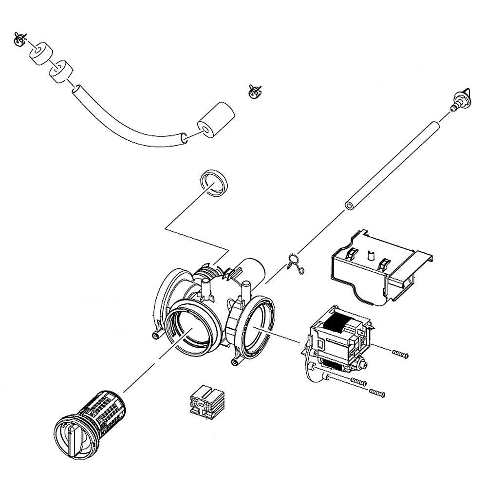 Part #dc97-18150E, Washer Drain Pump Assembly / 14.57 x 7.48 x 5.91