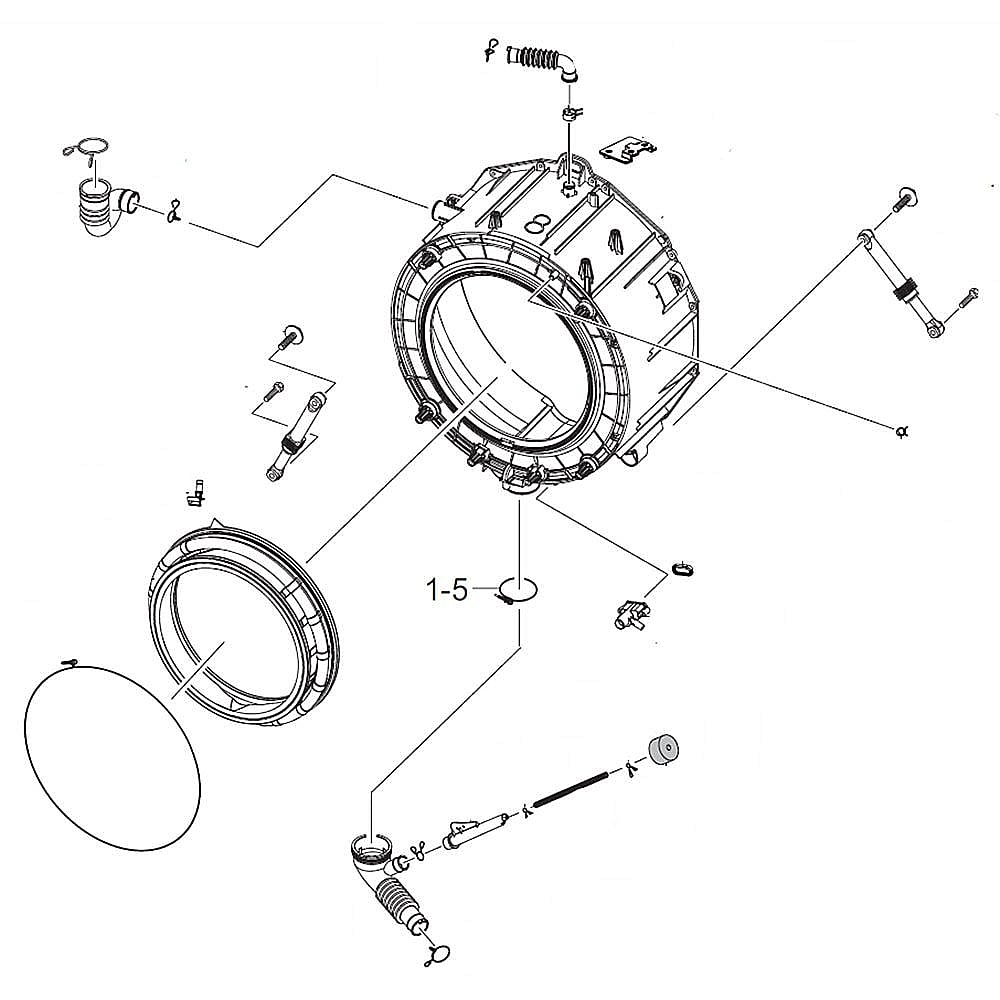 Part #dc97-18555G, Samsung Washer Outer Front Tub Assembly