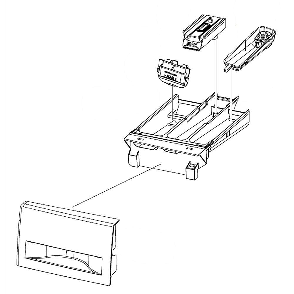Part #dc97-19205A, Samsung Washer Dispenser Drawer Assembly / 10.43 x 8.78 x 5.12