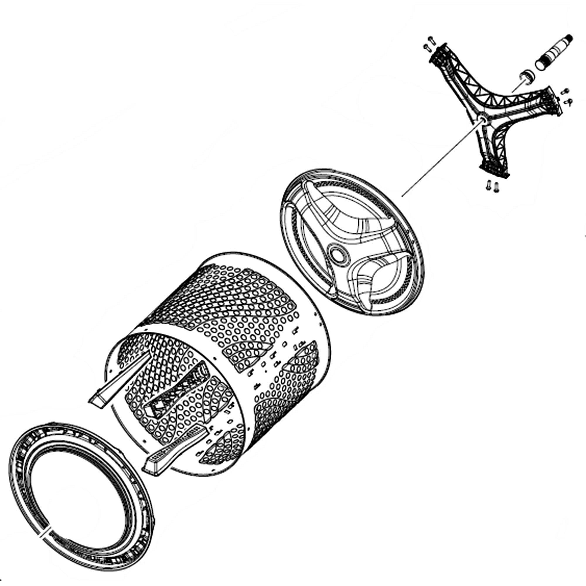 Part #dc97-19268C, Samsung Washer Spin Basket Assembly / 28.35 x 26.77 x 13.39