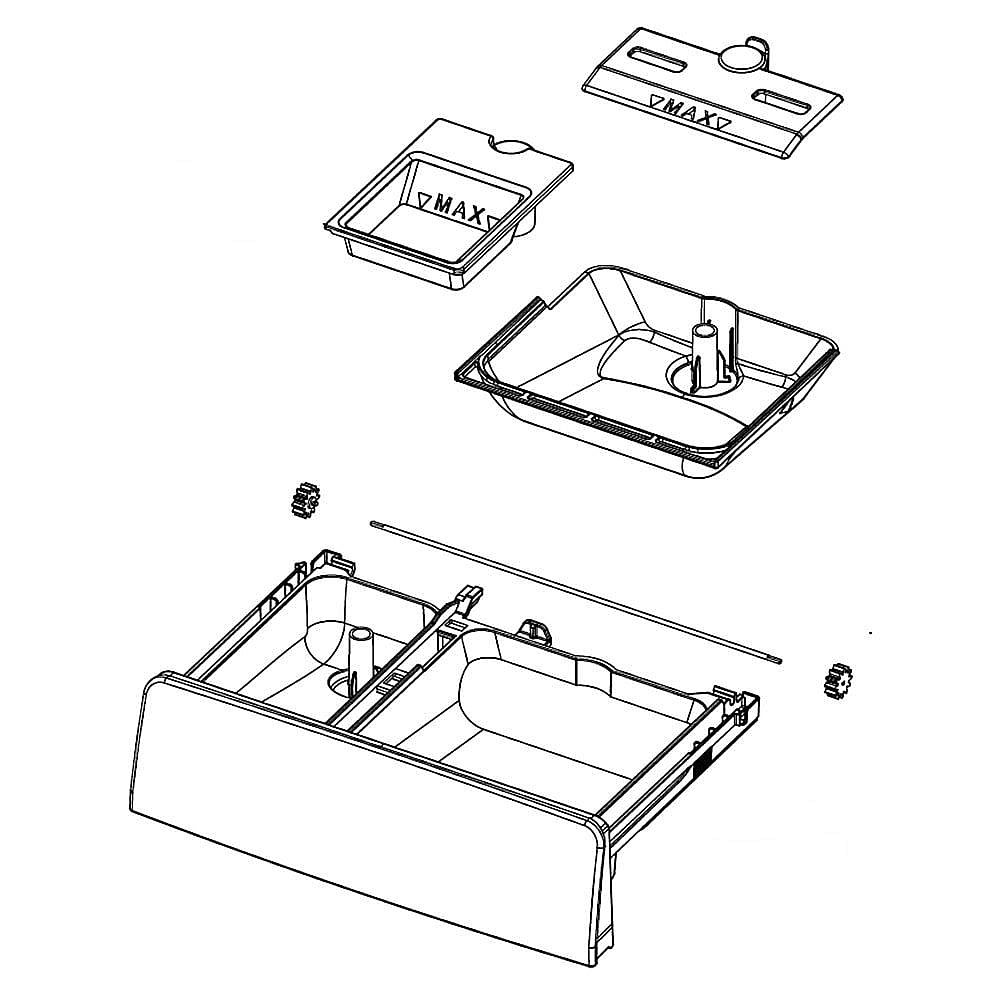 Part #dc97-19313G, Samsung Washer Dispenser Drawer Assembly / 10.24 x 7.87 x 3.11