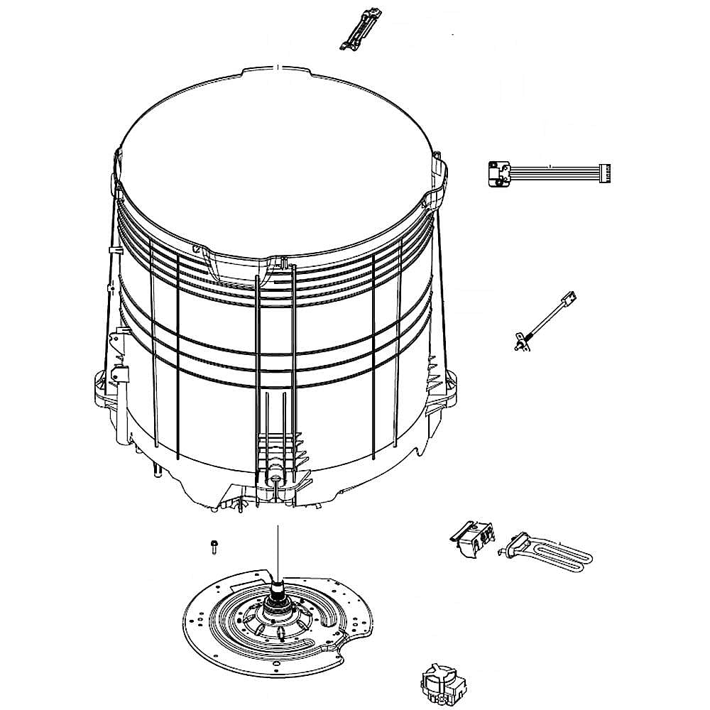 Part #dc97-19565F, Washer Outer Tub Assembly / 25.20 x 24.41 x 34.65