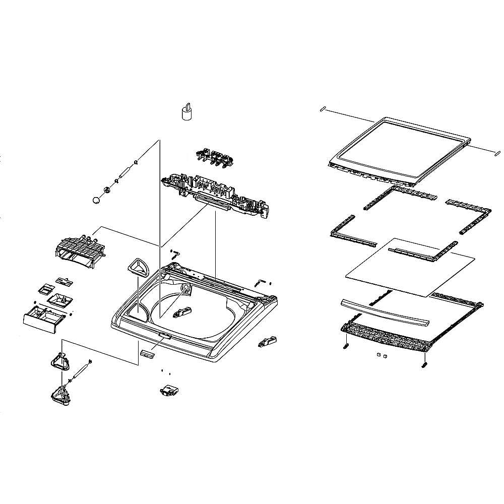 Samsung Part #dc97-19575P, Washer Top Panel Assembly | 35.43 x 32.68 x 11.42