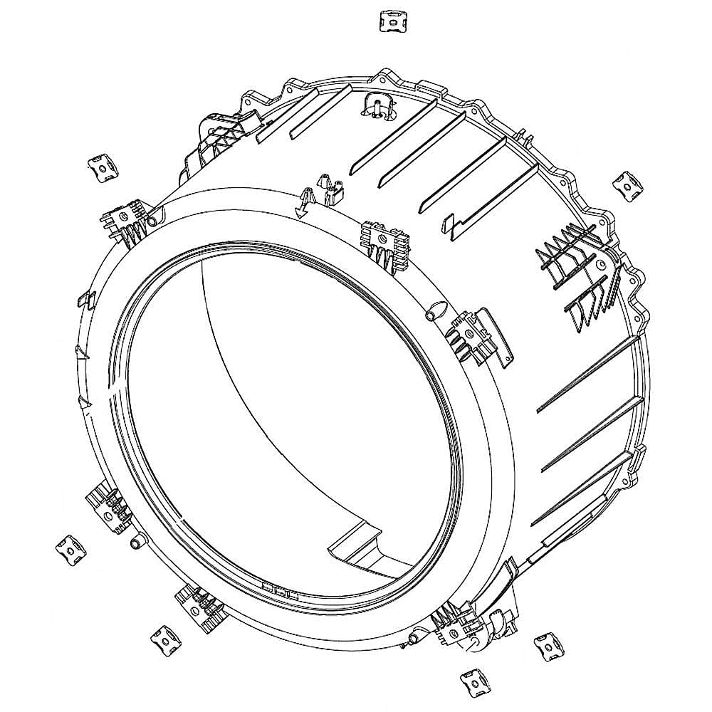 Part #dc97-19639A, Washer Outer Front Tub (Replaces Dc97-18093B) / 28.35 x 26.77 x 13.39