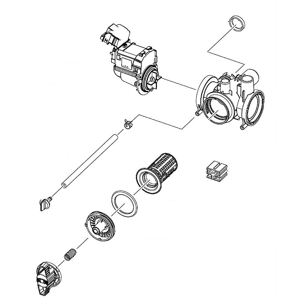 Part #dc97-20621A, Samsung Washer Drain Pump Assembly / 4.41 x 3.07 x 2.44