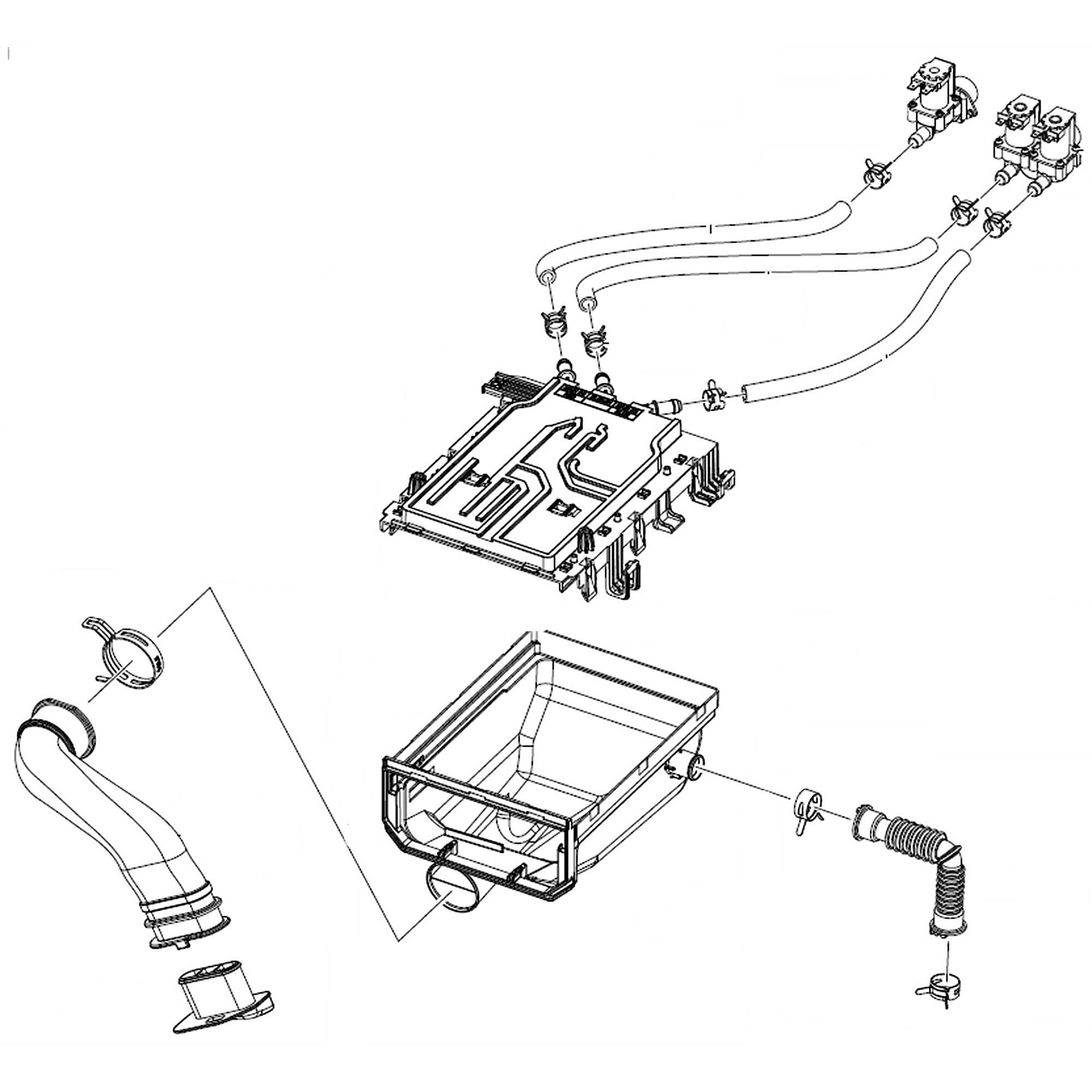 Part #dc97-21472A, Samsung Washer Detergent Dispenser Drawer Housing Assembly