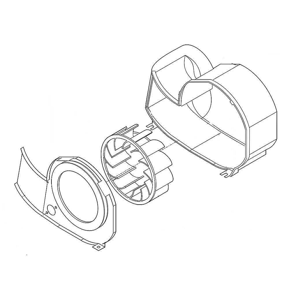 Part #131967600, Dryer Blower Wheel And Housing Assembly (Replaces 131367600, 131479300, 131535200) / 14.00 x 13.20 x 12.60