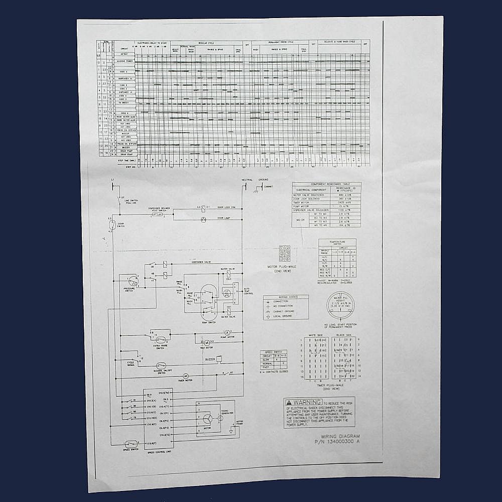 Kenmore Part #134000300, Wiring Diagram | 15.00 x 11.00 x 0.00