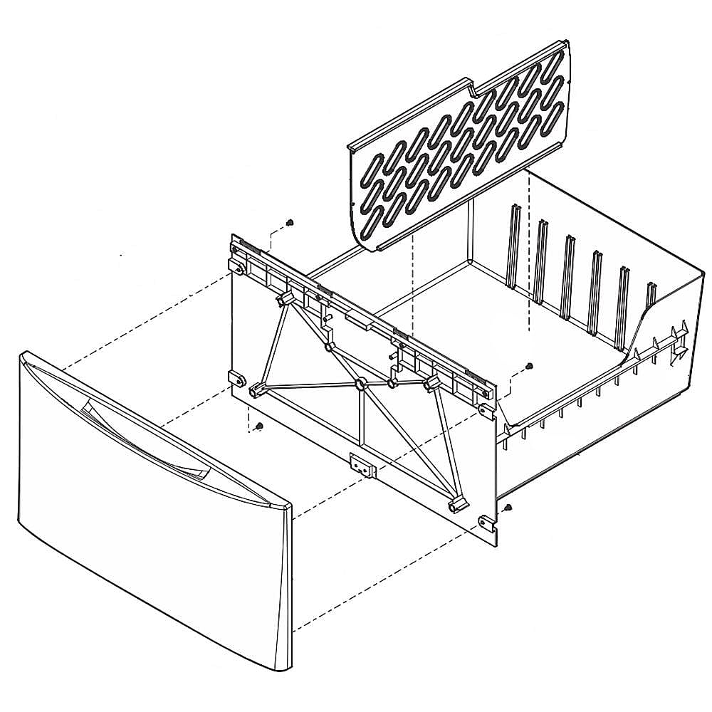 Part #134862483, Laundry Appliance Pedestal Drawer Assembly (White) / 29.50 x 28.50 x 17.75