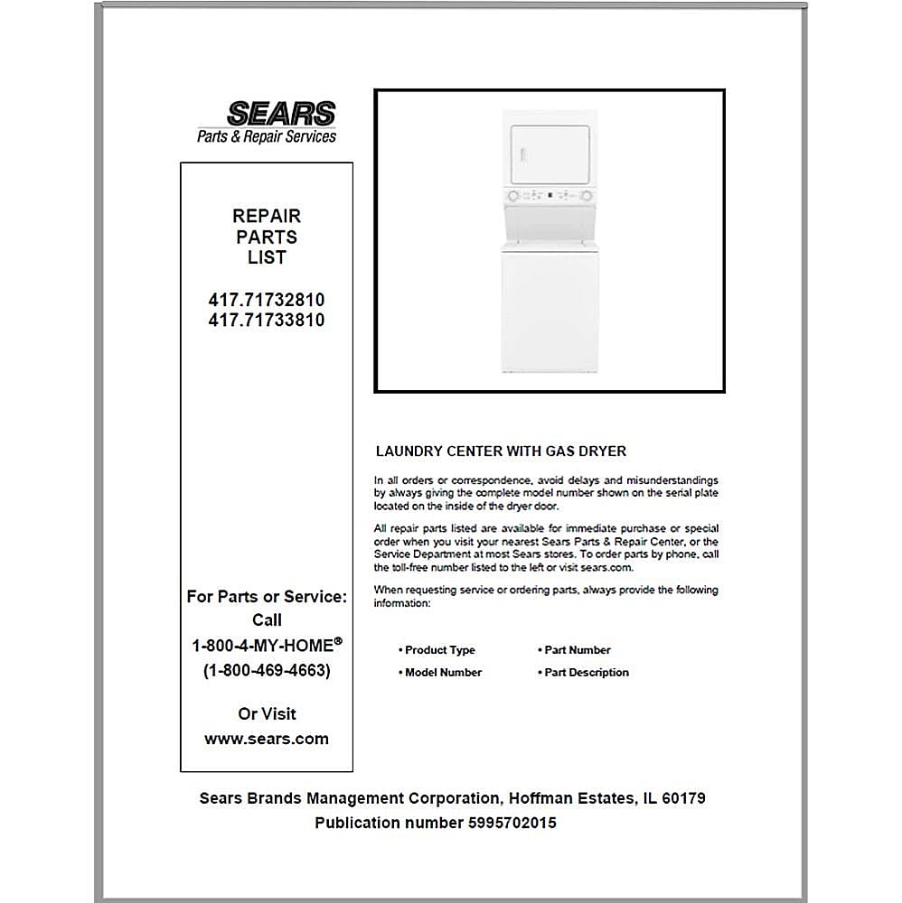 Part #5995702015, Repair Parts Catalog / 11.00 x 8.50 x 0.25
