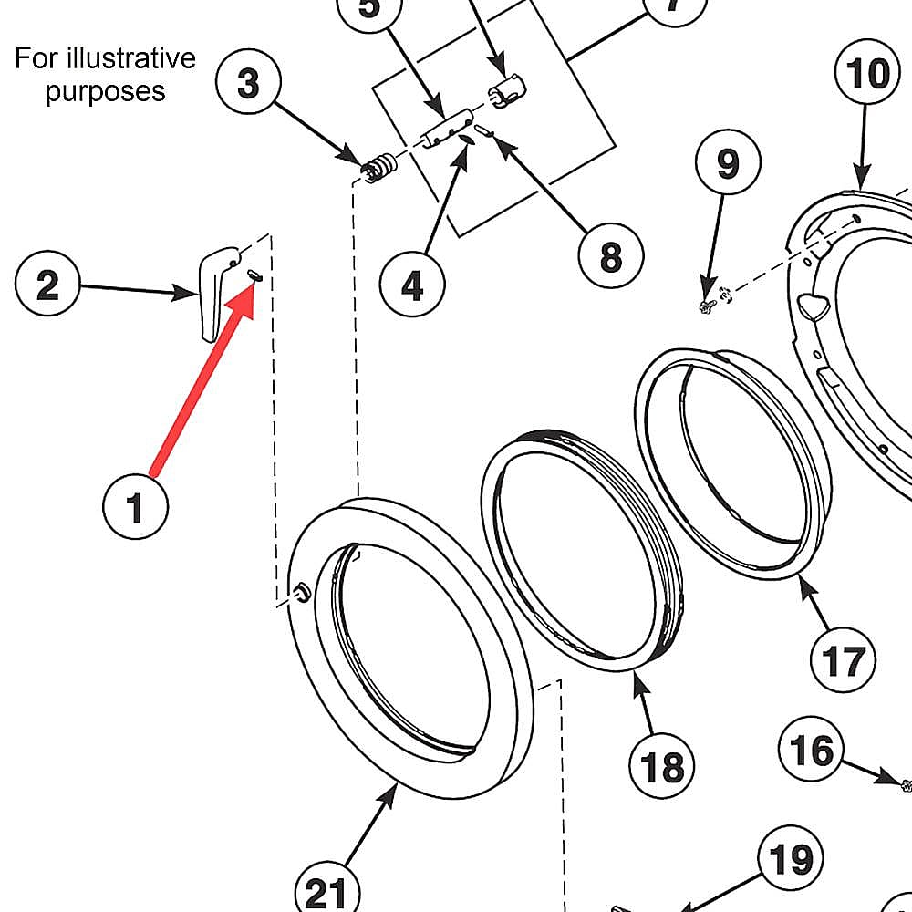 Speed Queen Part #93029, Rollpin-Door Handle