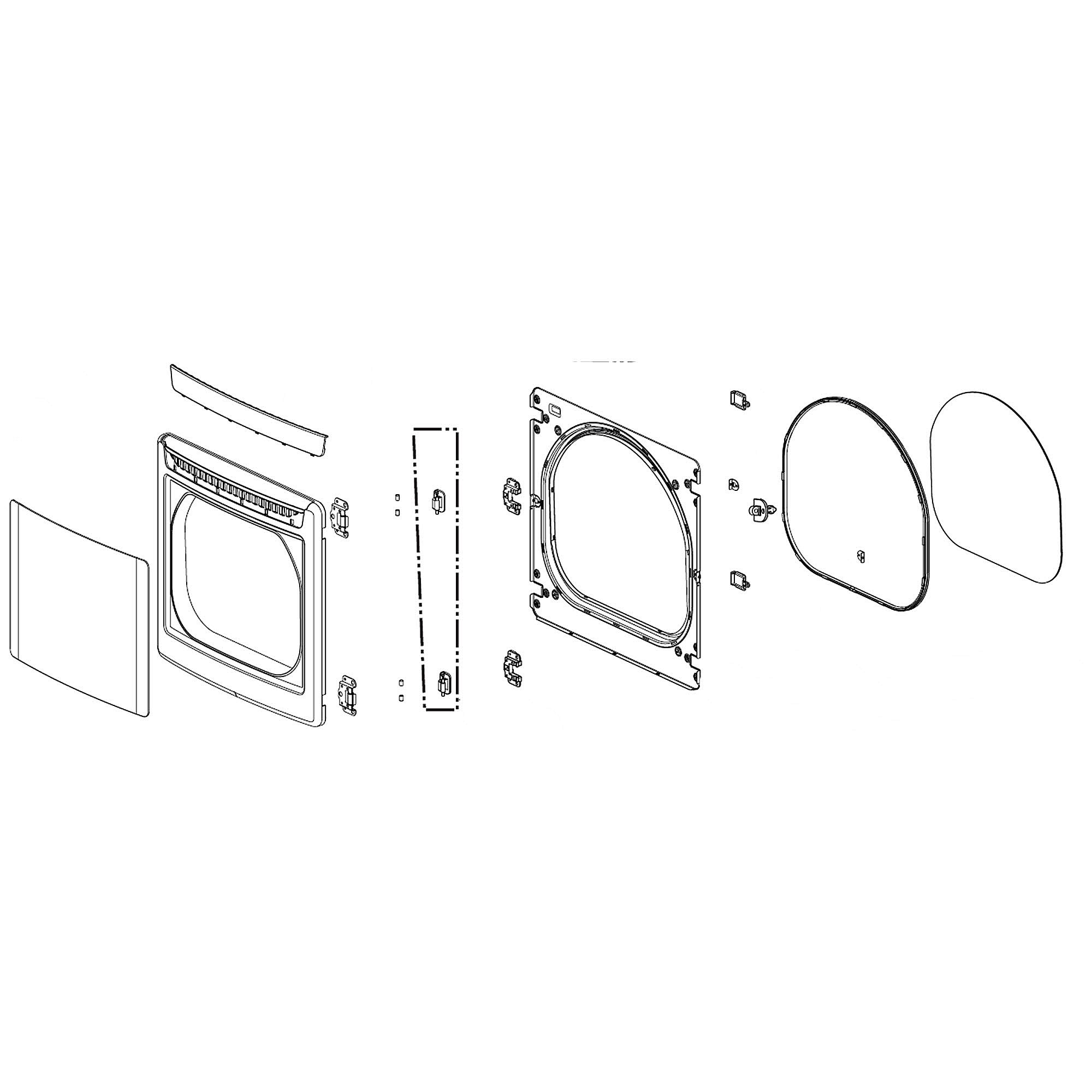 Kenmore Elite Part #adc73927701, Dryer Door Assembly | 34.00 x 25.50 x 6.50