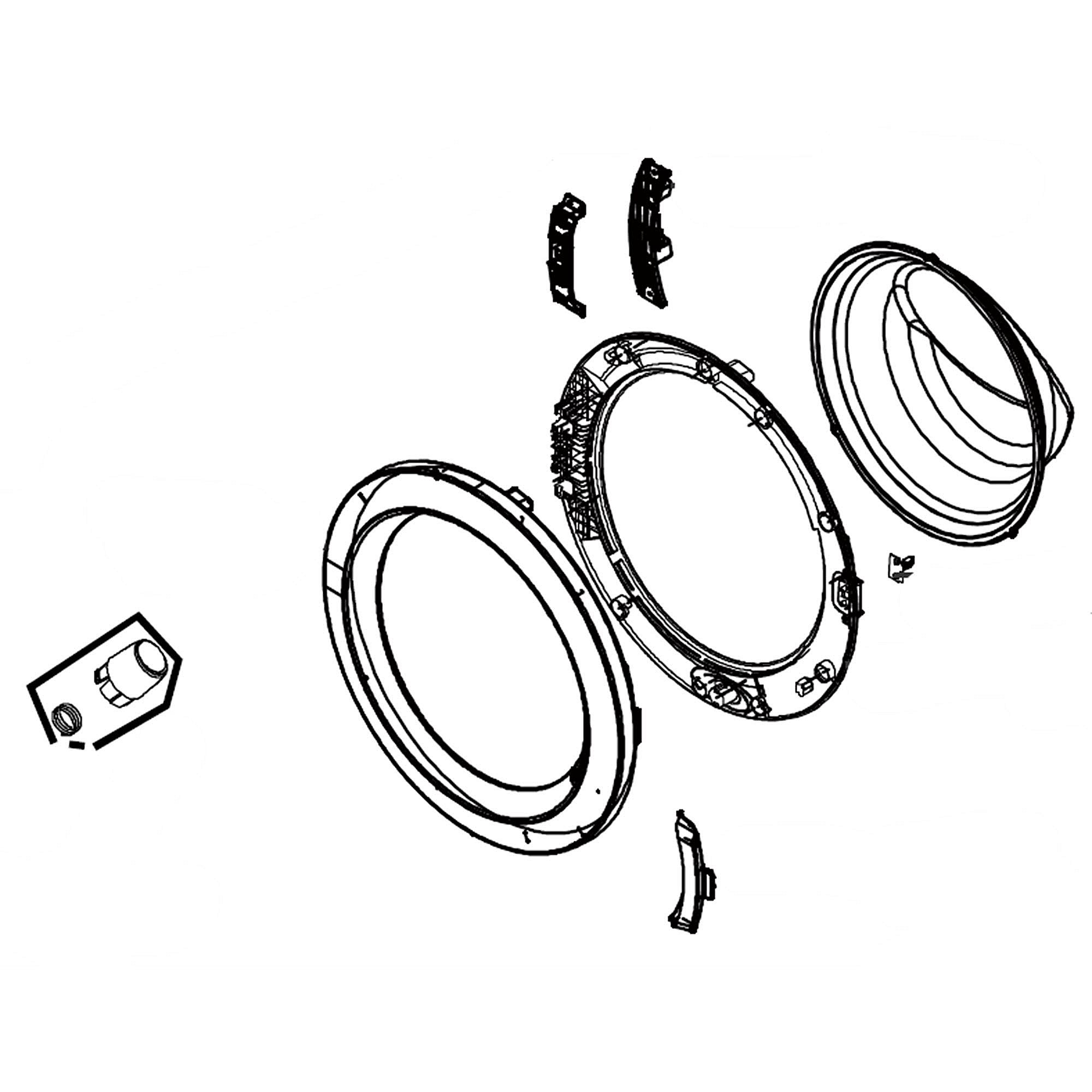 LG Part #adc74154935, Washer Door Assembly | 24.77 x 23.77 x 16.46