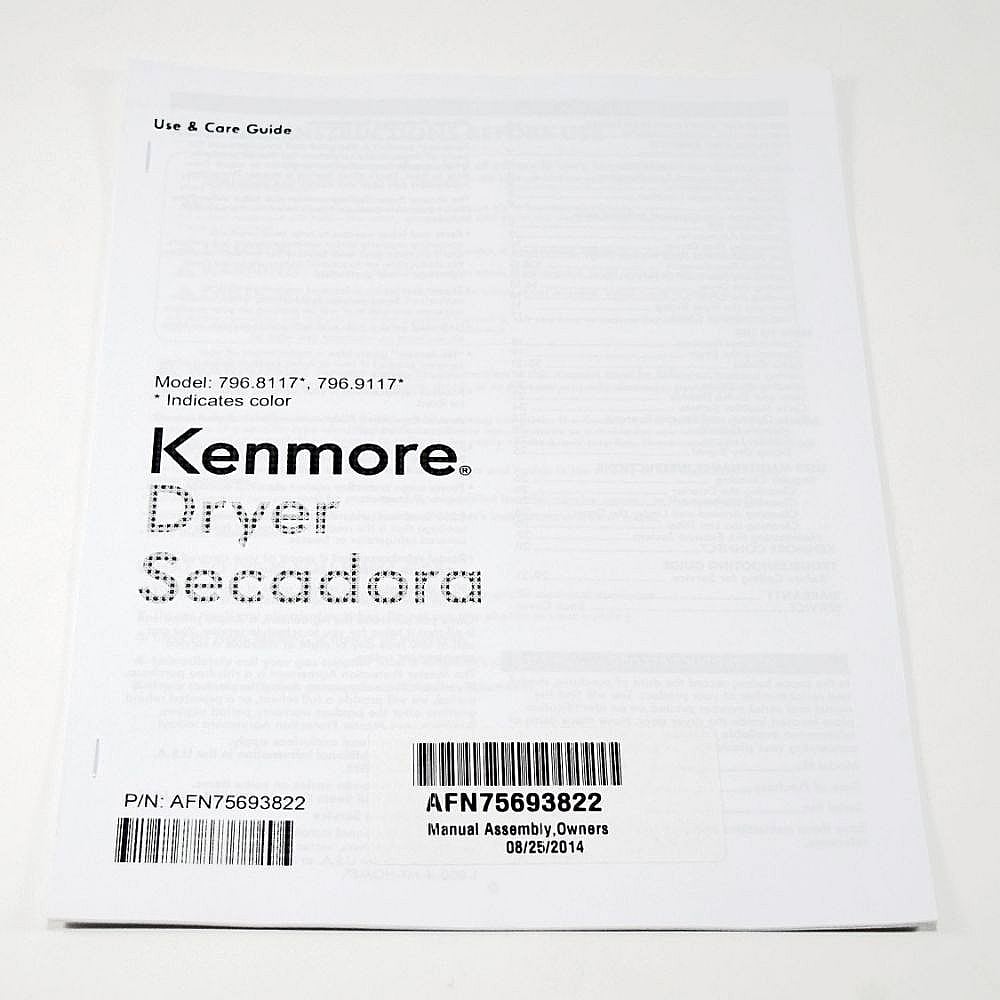 Part #afn75693822, Dryer Owners Manual