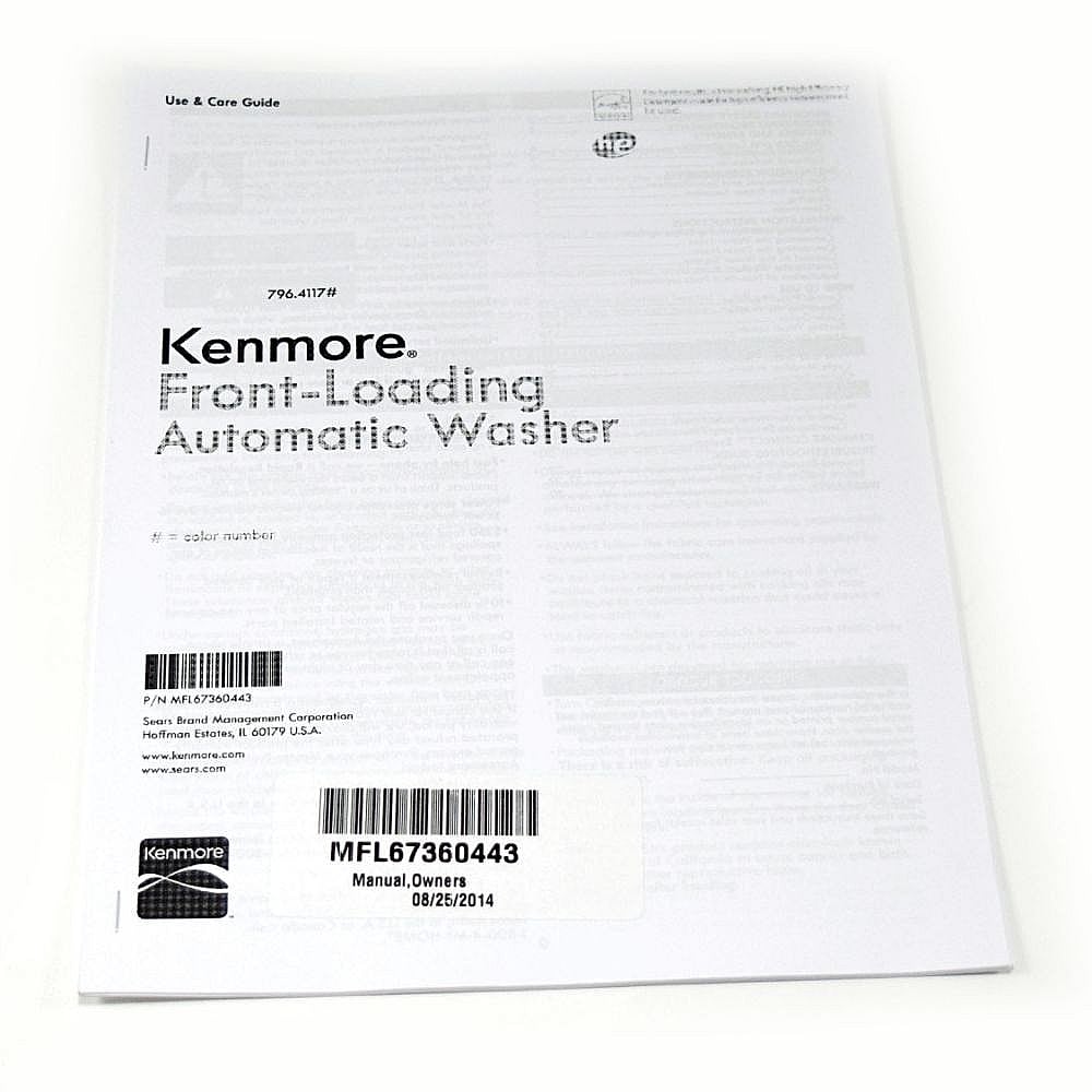 Kenmore Part #mfl67360443, Washer Owners Manual