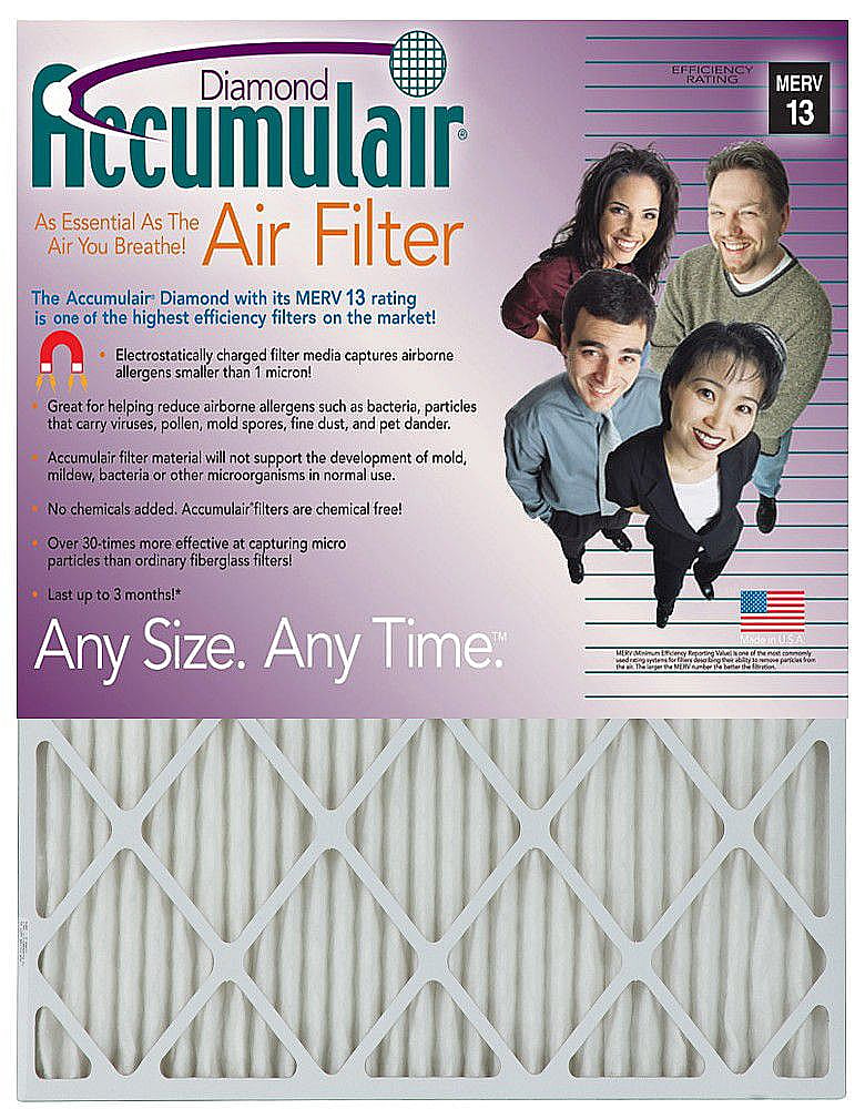 Accumulair Diamond Air Filter, 16 x 20 x 4-in, 6-pack