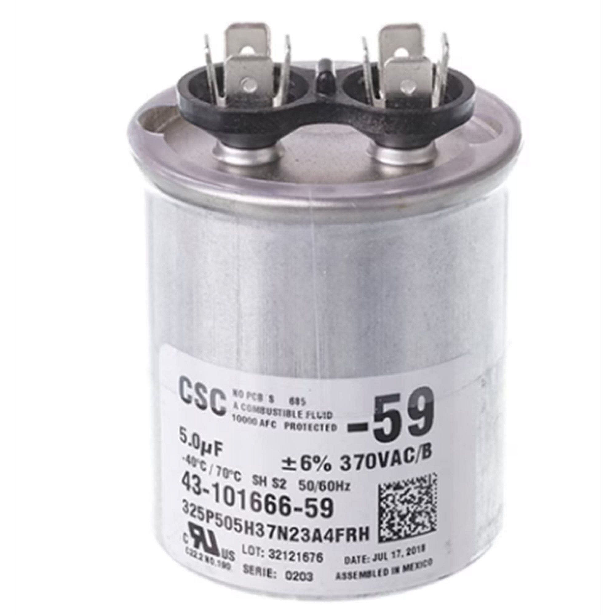 Part #43-101666-59, Rheem 5/370 Single Round Capacitor