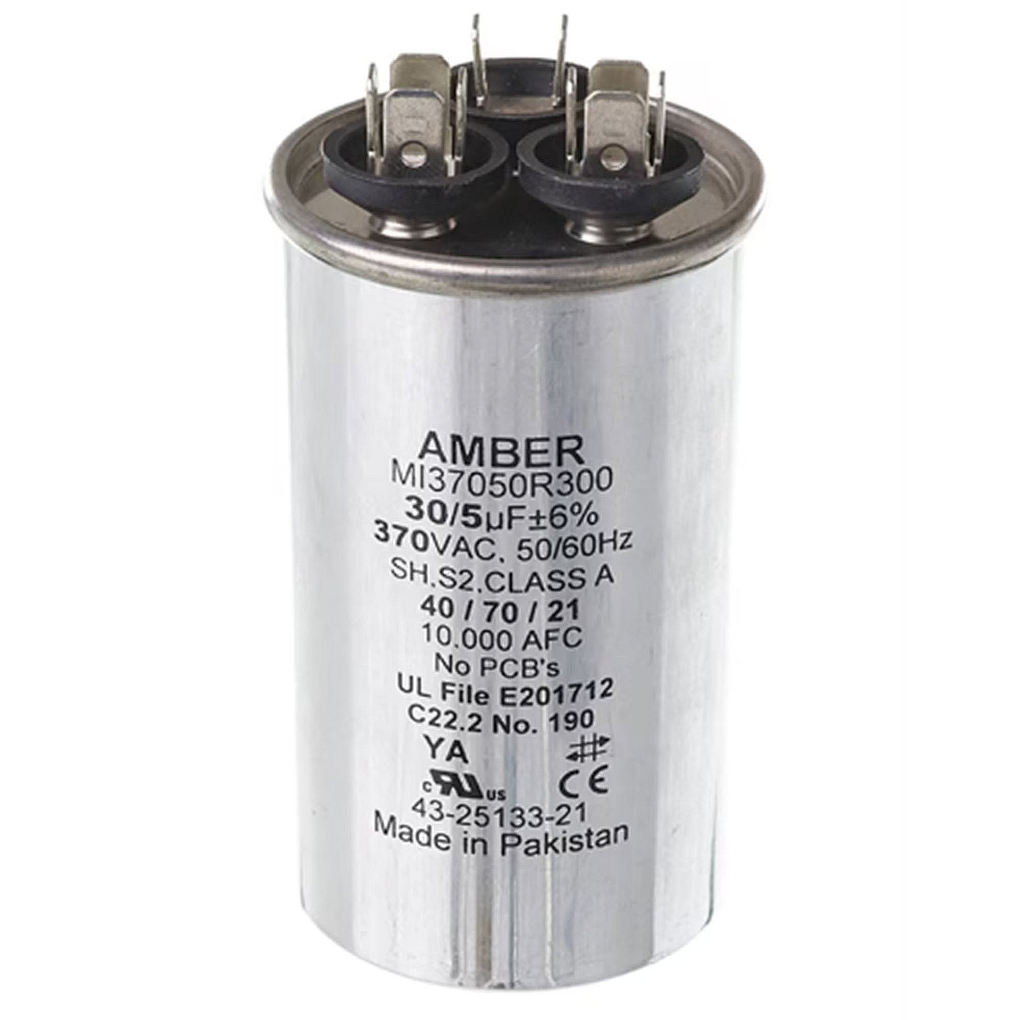 Part #43-25133-21, Rheem 30/5Mfd 370V Round Capacitor