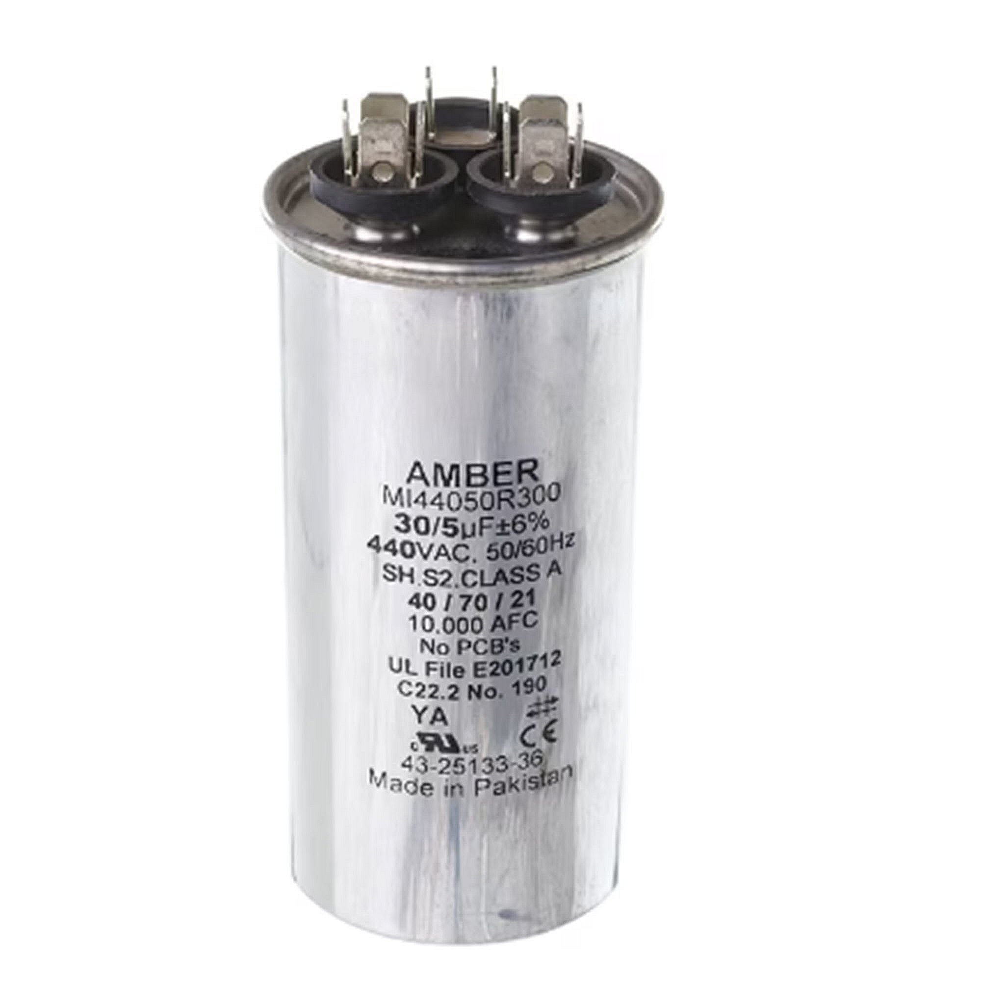 Part #43-25133-36, Rheem 30/5Mfd 440Vac Dual Rnd Capact