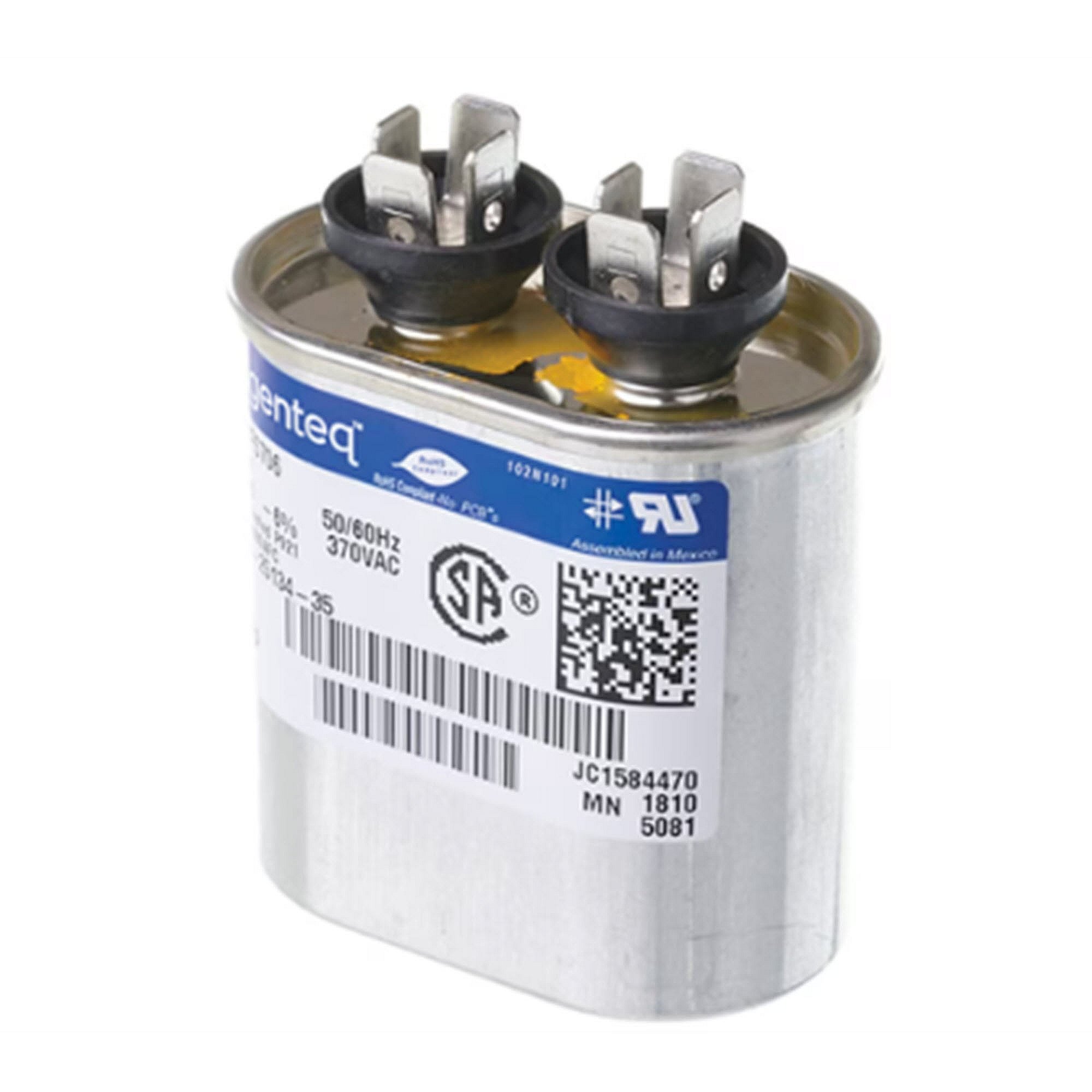 Part #43-25134-35, Rheem 6Mfd 370V Oval Run Capacitor