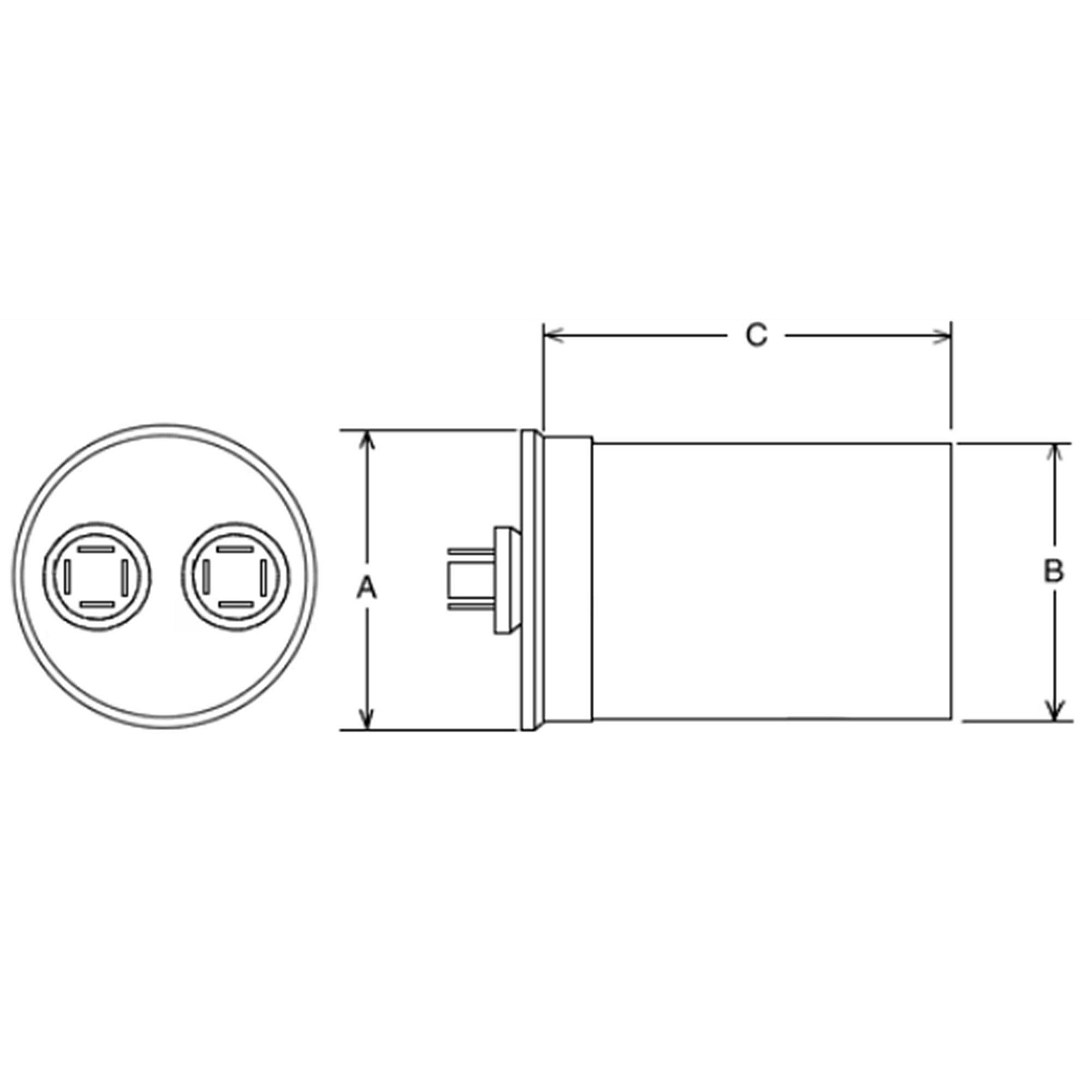 Part #43-25136-17, Rheem 70Mfd 370V Round Run Capac